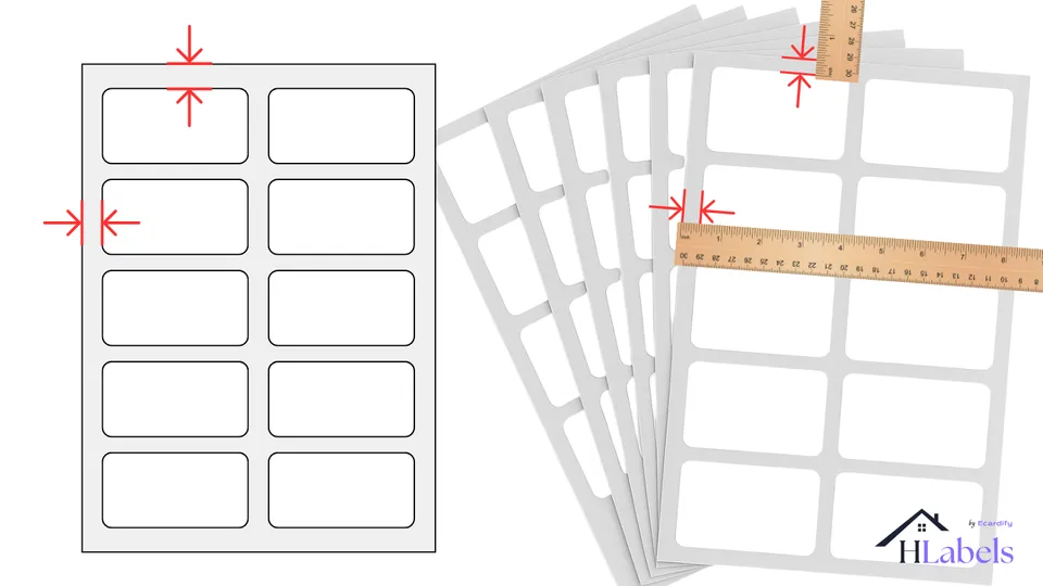 Comparing die-cut lines on a physical label sheet with template label outlines