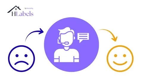 Illustration promoting Hlabels free support and step-by-step guidance