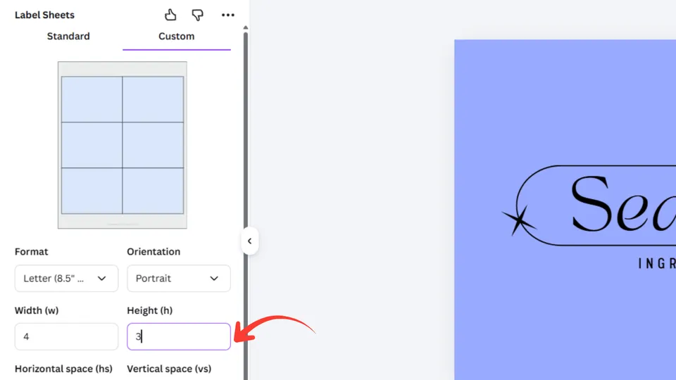 Set label height in Canva