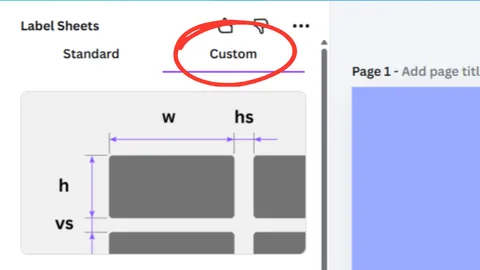 Define and print on a custom label sheet in Canva