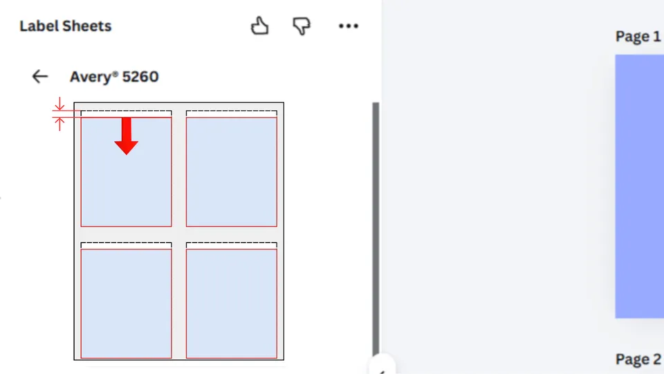 Adjust vertical offset for standard label sheet alignment in Canva