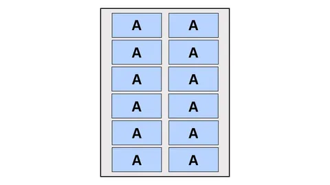 Graphic showing one label design repeated across all labels on a label sheet