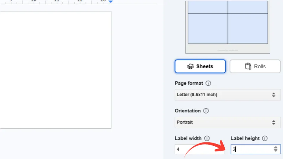 Set label height in Google Docs add-on