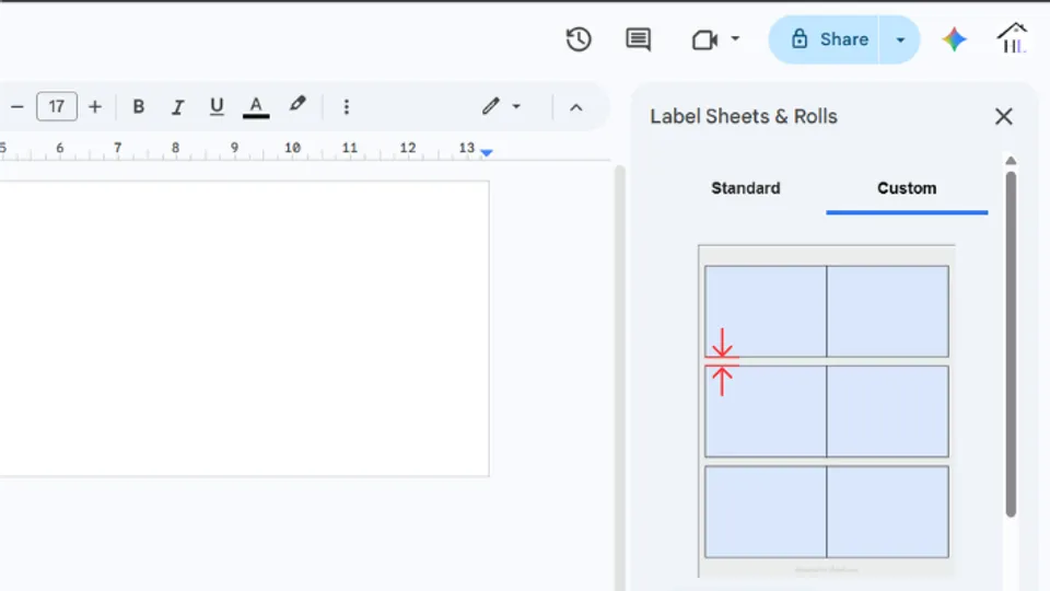 Set vertical spacing between labels in Google Docs add-on