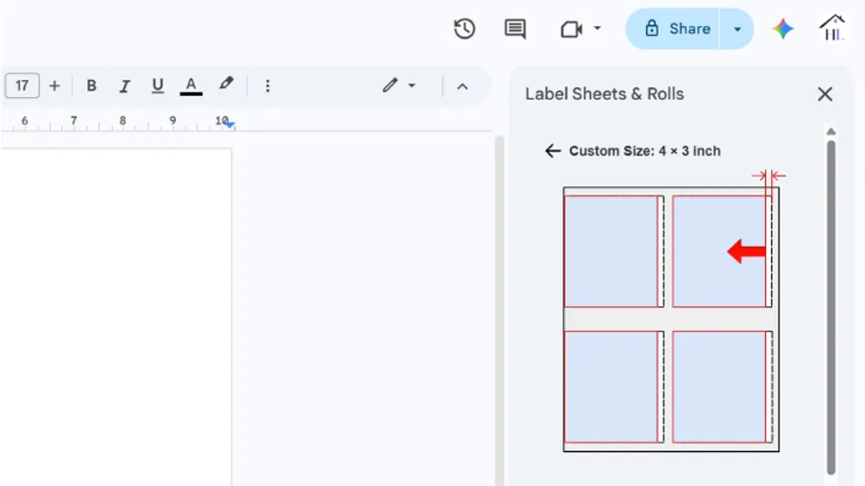 Adjust horizontal offset for custom label alignment in Google Docs