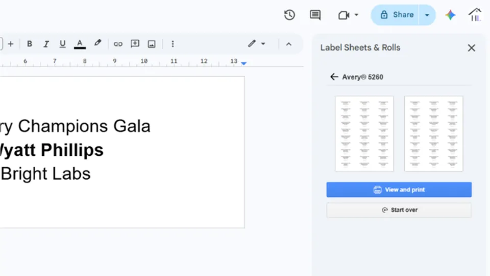 Generate and preview mail merge labels in Google Docs add-on