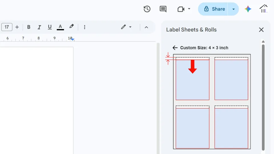 Adjust vertical offset for custom label alignment in Google Docs