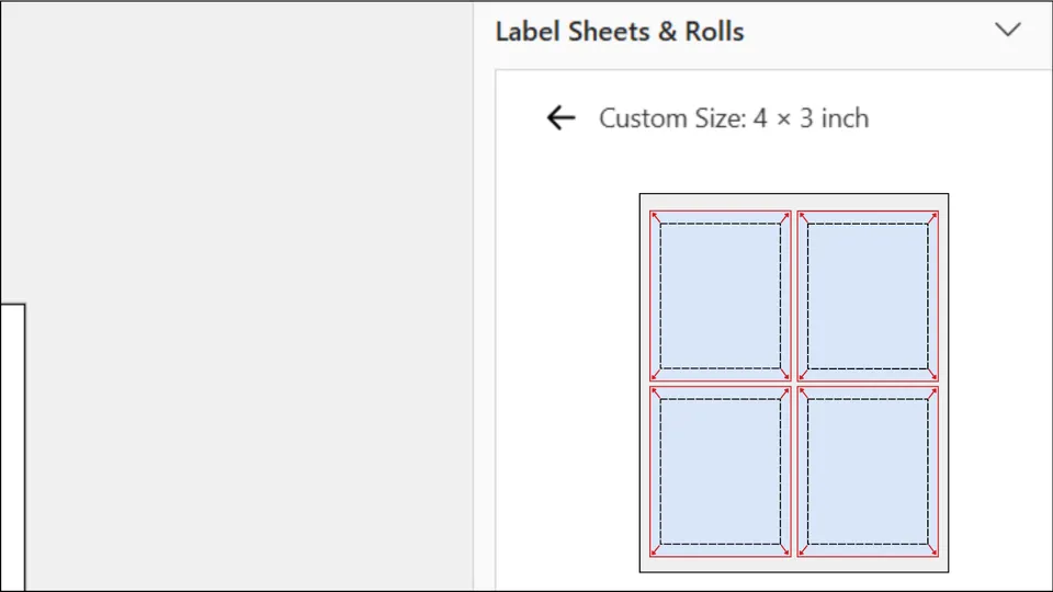 Set bleed area for custom label printing in Microsoft Word add-in