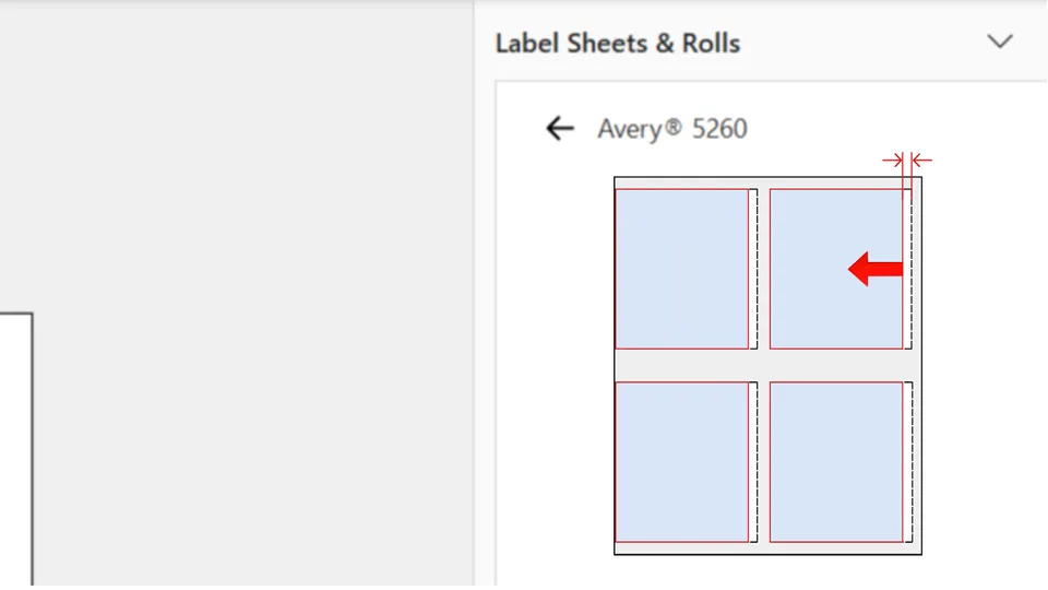 Adjust horizontal offset for standard label alignment in Microsoft Word add-in