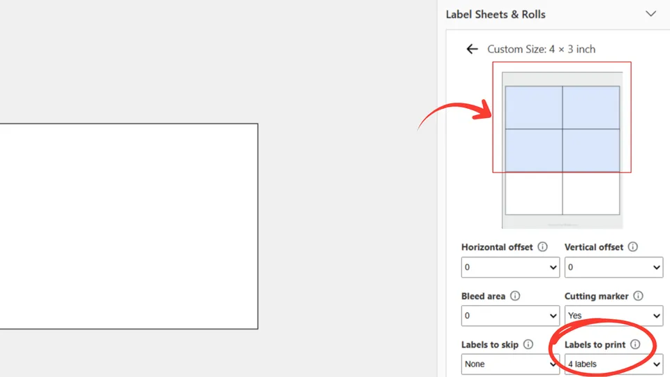 Set number of labels to print on a custom sheet in Microsoft Word add-in