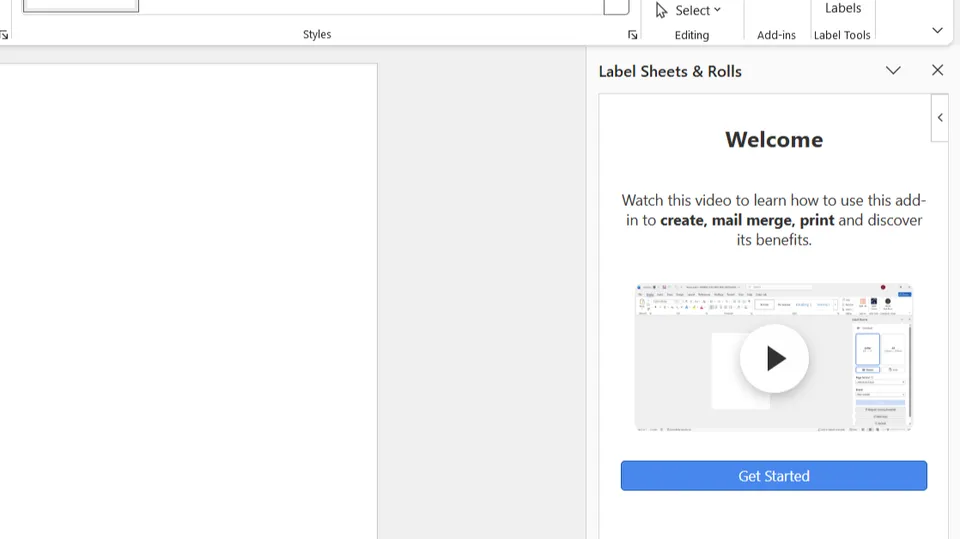 Getting started with Label Sheets add-in