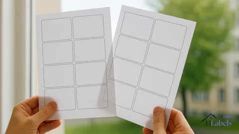 Light Test showing plain paper printout over label sheet held against a window to check alignment