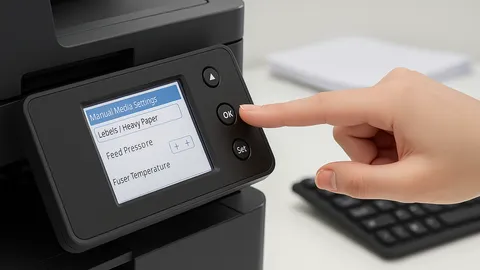 Close-up of manual printer setting for Labels or Heavy Paper