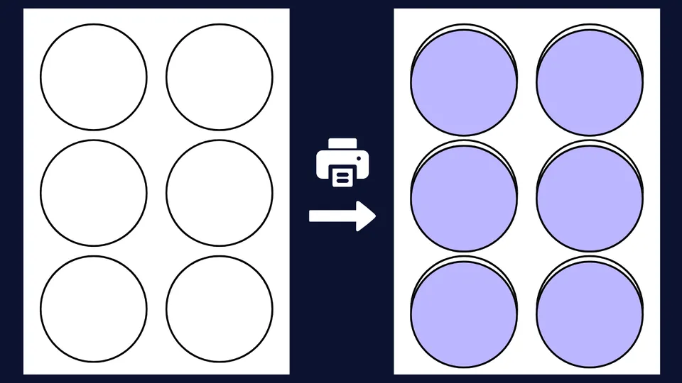 Label sheet printout with shifted alignment from top and side margins
