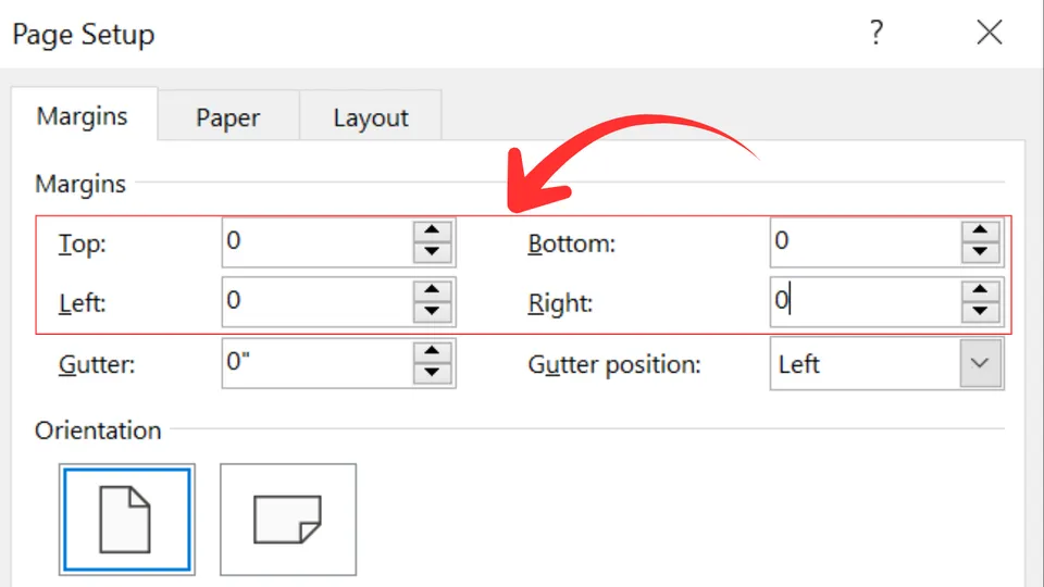Page Margins option within MS Word print settings