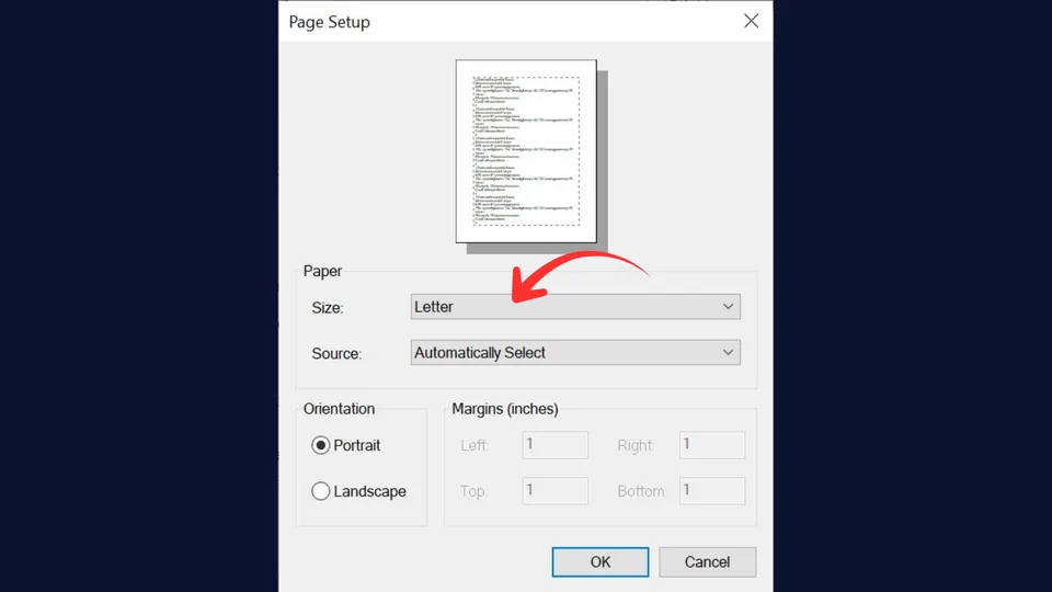 Page Format option within PDF reader print settings