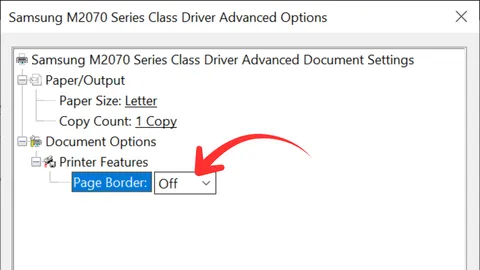 Borderless Printing option within printer software settings