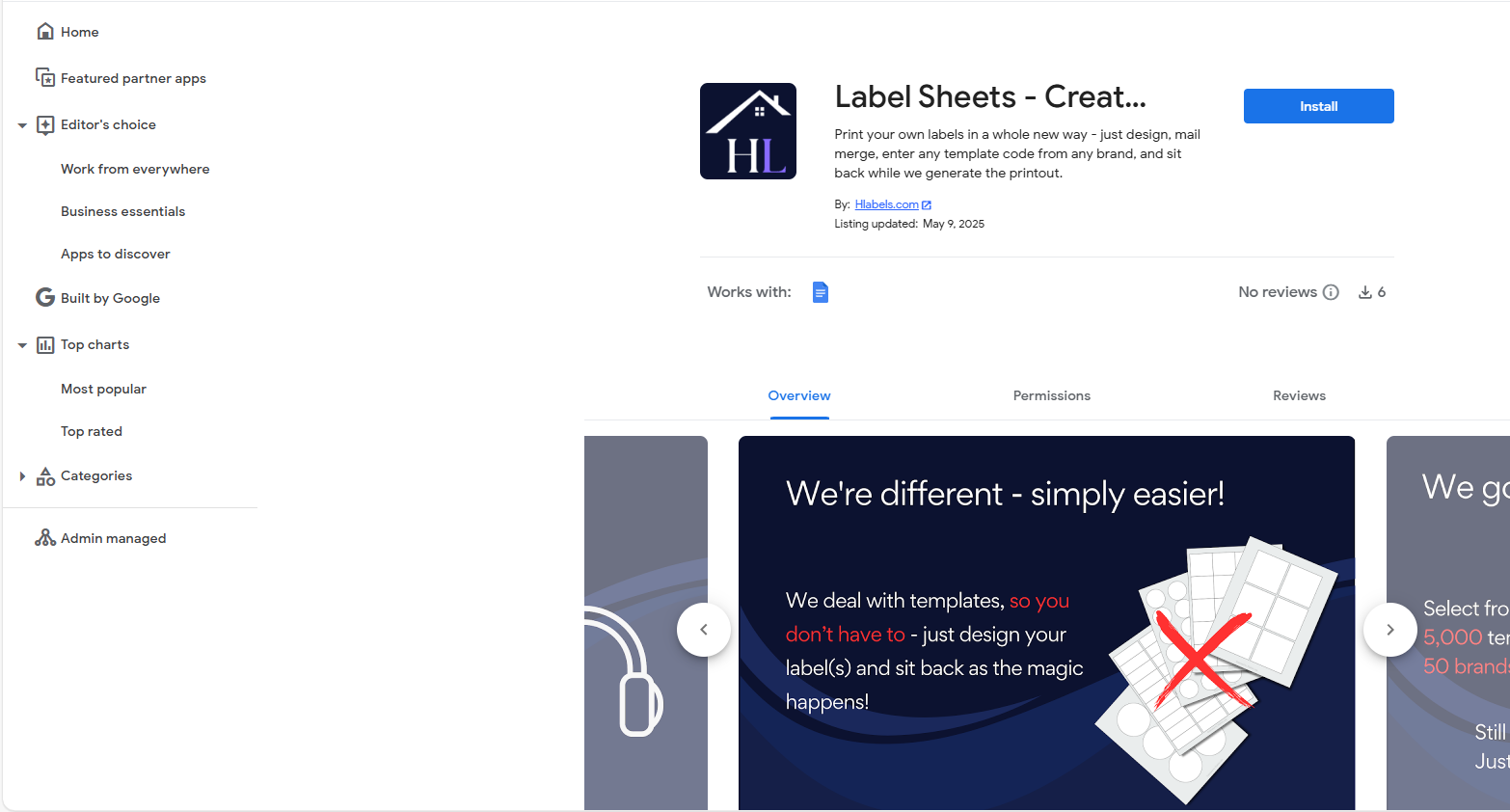 Screenshot of the Label Sheets Add-on for Google Docs and Sheets