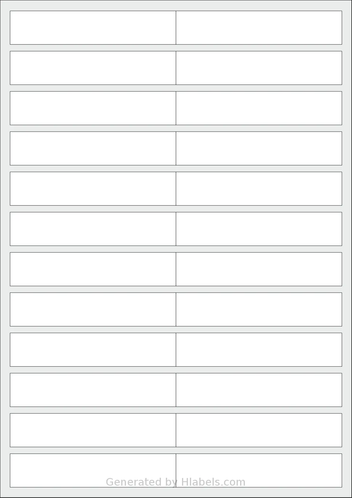 AALabels® AAA024 template with 24 rectangular 99 x 20 millimeter labels per sheet, on A4-size adhesive blank label sheets.