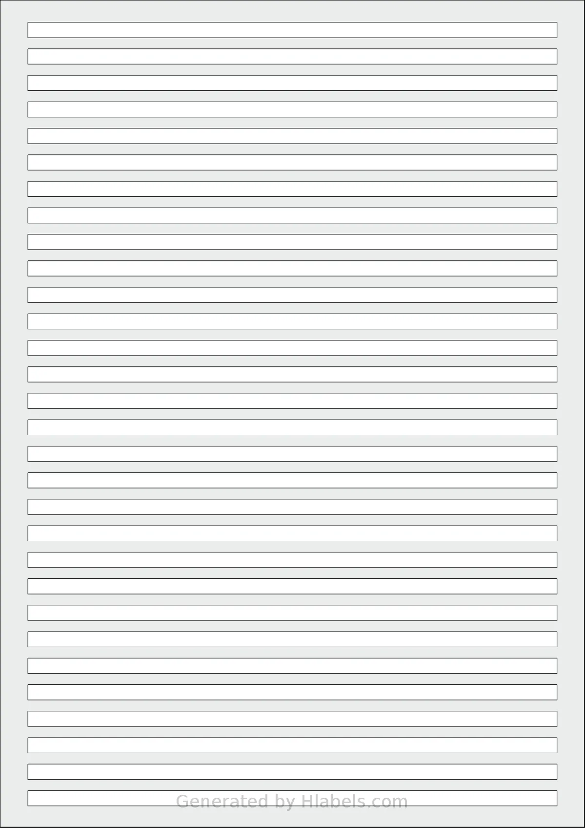 AALabels® AAA030 template with 30 rectangular 190 x 5.5 millimeter labels per sheet, on A4-size adhesive blank label sheets.
