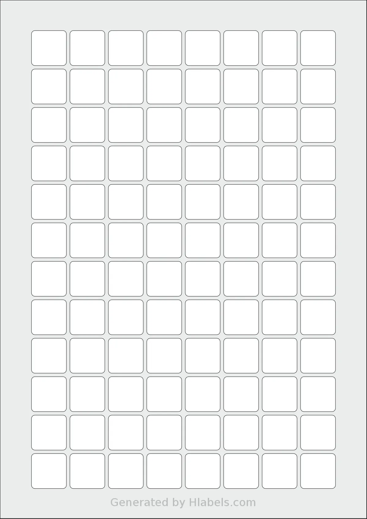 AALabels® AAA096 template with 96 square 20 x 20 millimeter labels per sheet, on A4-size adhesive blank label sheets.