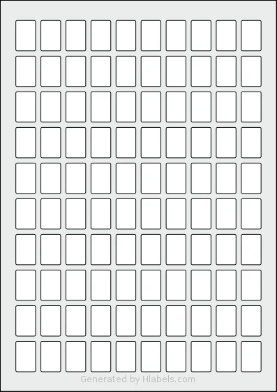 AALabels® AAA100 template with 100 rectangular 15 x 23 millimeter labels per sheet, on A4-size adhesive blank label sheets.