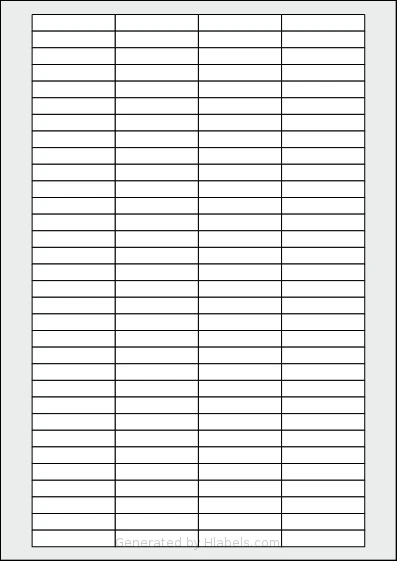 AALabels® AAA128 template with 128 rectangular 44 x 8.8 millimeter labels per sheet, on A4-size adhesive blank label sheets.