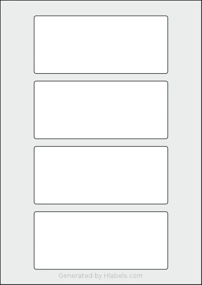 AALabels® AAAB04 template with 4 rectangular 139 x 60 millimeter labels per sheet, on A4-size adhesive blank label sheets.