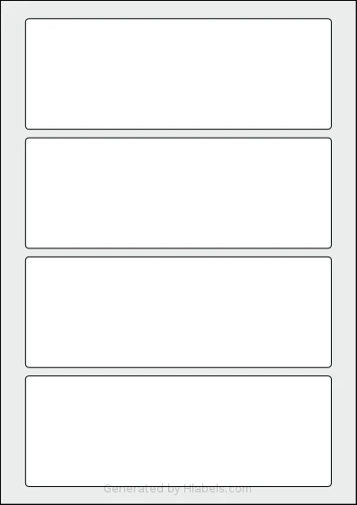 AALabels® AAAD04 Template AALabels® AAAD04 template with 4 rectangular 180 x 65 millimeter labels per sheet, on A4-size adhesive blank label sheets.