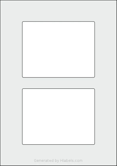 AALabels® AAAF02 template with 2 rectangular 130 x 100 millimeter labels per sheet, on A4-size adhesive blank label sheets.