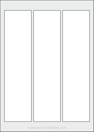 AALabels® AAB003 template with 3 rectangular 60 x 250 millimeter labels per sheet, on A4-size adhesive blank label sheets.