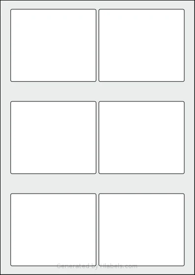 AALabels® AAB006 template with 6 rectangular 92 x 78 millimeter labels per sheet, on A4-size adhesive blank label sheets.