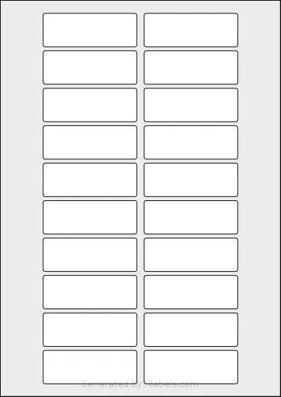AALabels® AAB020 Template AALabels® AAB020 template with 20 rectangular 70 x 25 millimeter labels per sheet, on A4-size adhesive blank label sheets.