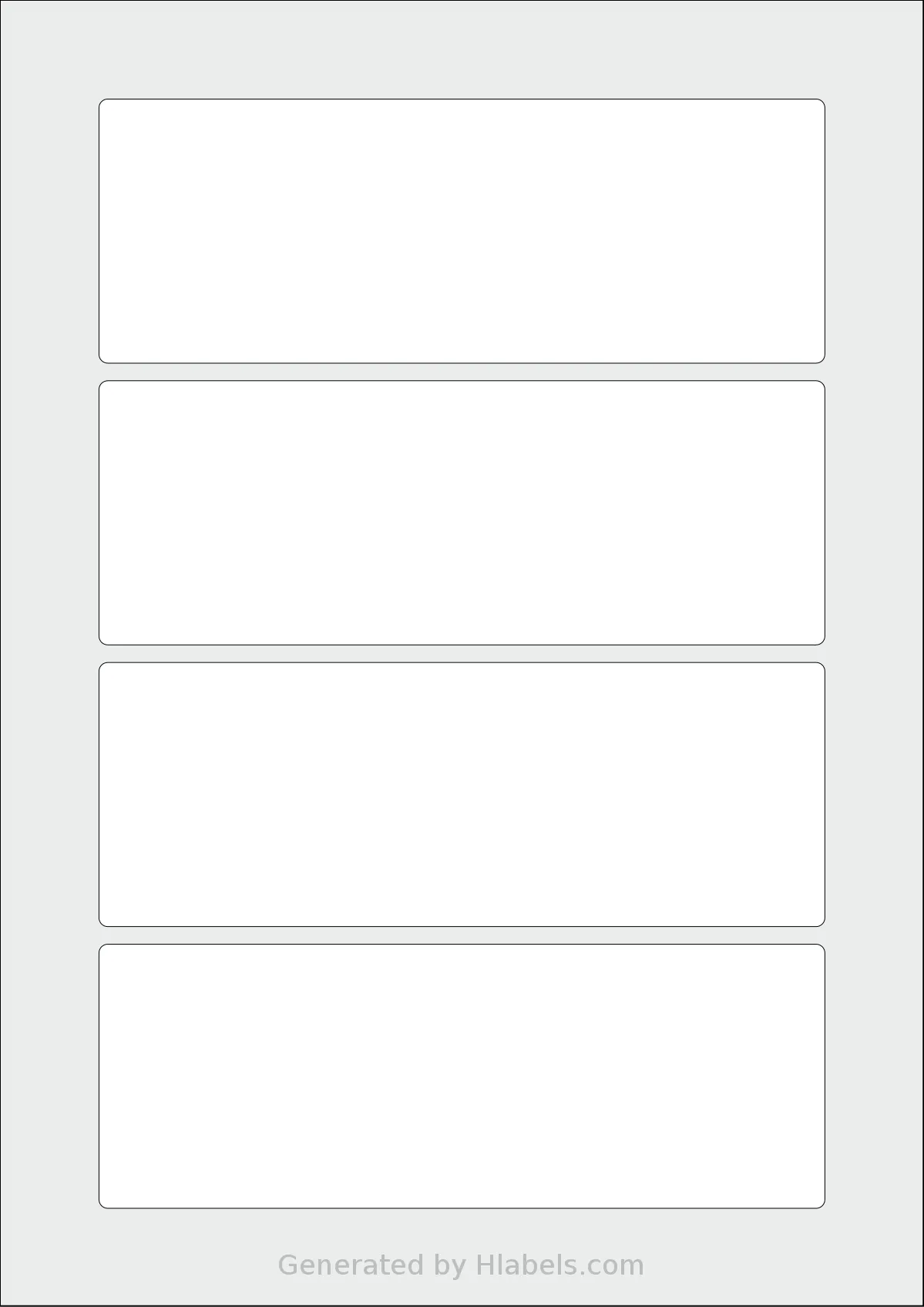 AALabels® AABB04 template with 4 rectangular 165 x 60 millimeter labels per sheet, on A4-size adhesive blank label sheets.
