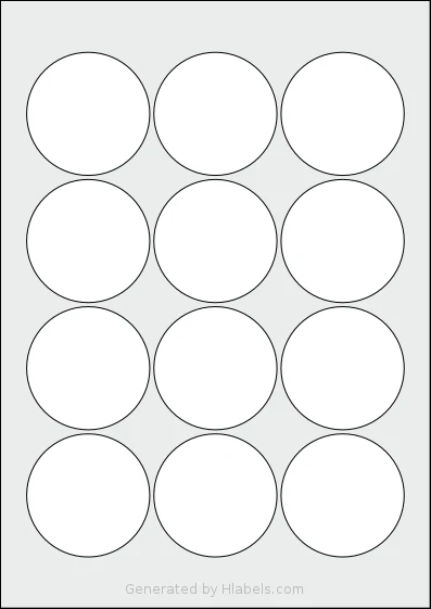 AALabels® AAC012 Template AALabels® AAC012 template with 12 circle labels per sheet, each 60 millimeter in diameter, on A4-size adhesive blank label sheets.