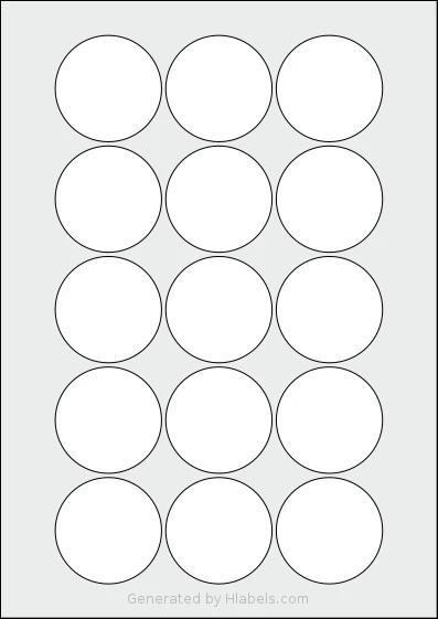 AALabels® AAC015 Template AALabels® AAC015 template with 15 circle labels per sheet, each 51 millimeter in diameter, on A4-size adhesive blank label sheets.