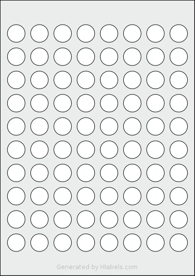 AALabels® AAC080 Template AALabels® AAC080 template with 80 circle labels per sheet, each 19 millimeter in diameter, on A4-size adhesive blank label sheets.