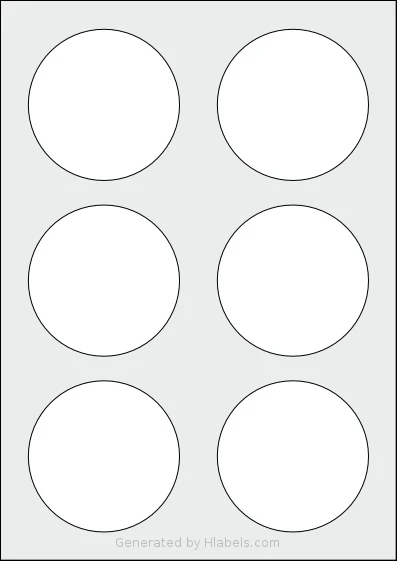 AALabels® AACA06 Template AALabels® AACA06 template with 6 circle labels per sheet, each 80 millimeter in diameter, on A4-size adhesive blank label sheets.