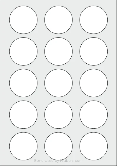 AALabels® AACA15 Template AALabels® AACA15 template with 15 circle labels per sheet, each 50 millimeter in diameter, on A4-size adhesive blank label sheets.