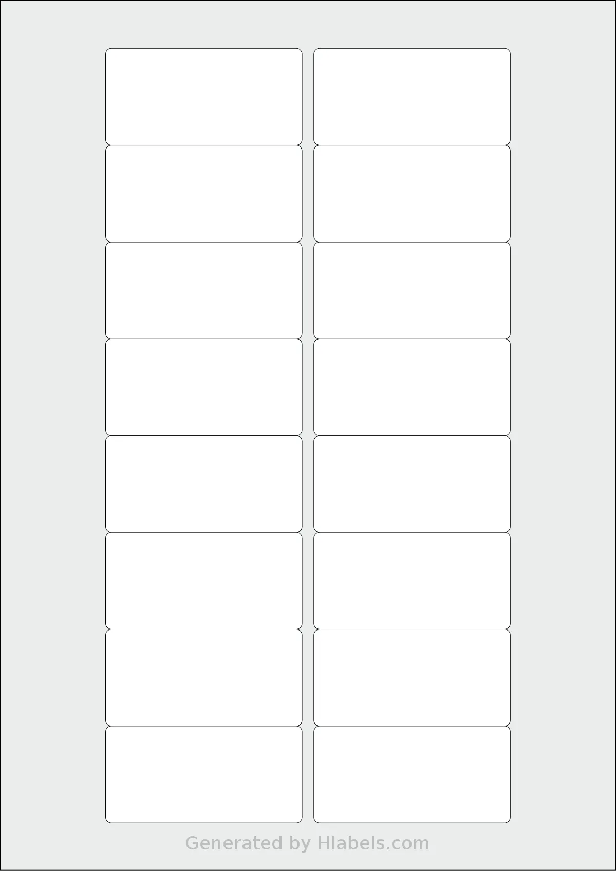 AALabels® AAD016 template with 16 rectangular 67 x 33 millimeter labels per sheet, on A4-size adhesive blank label sheets.