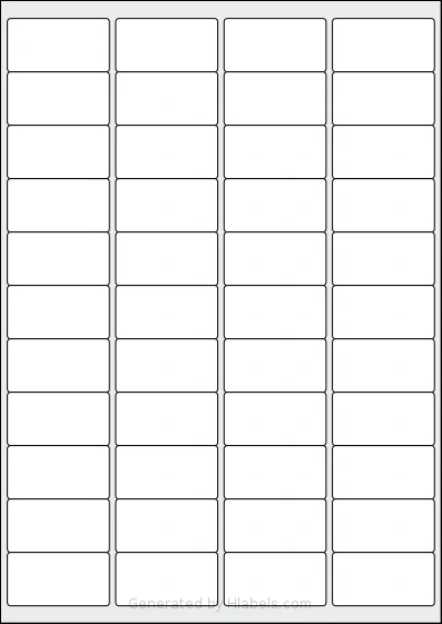 AALabels® AAD044 Template AALabels® AAD044 template with 44 rectangular 48.5 x 25.4 millimeter labels per sheet, on A4-size adhesive blank label sheets.
