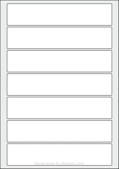 AALabels® AAE007 Template AALabels® AAE007 template with 7 rectangular 185 x 38 millimeter labels per sheet, on A4-size adhesive blank label sheets.