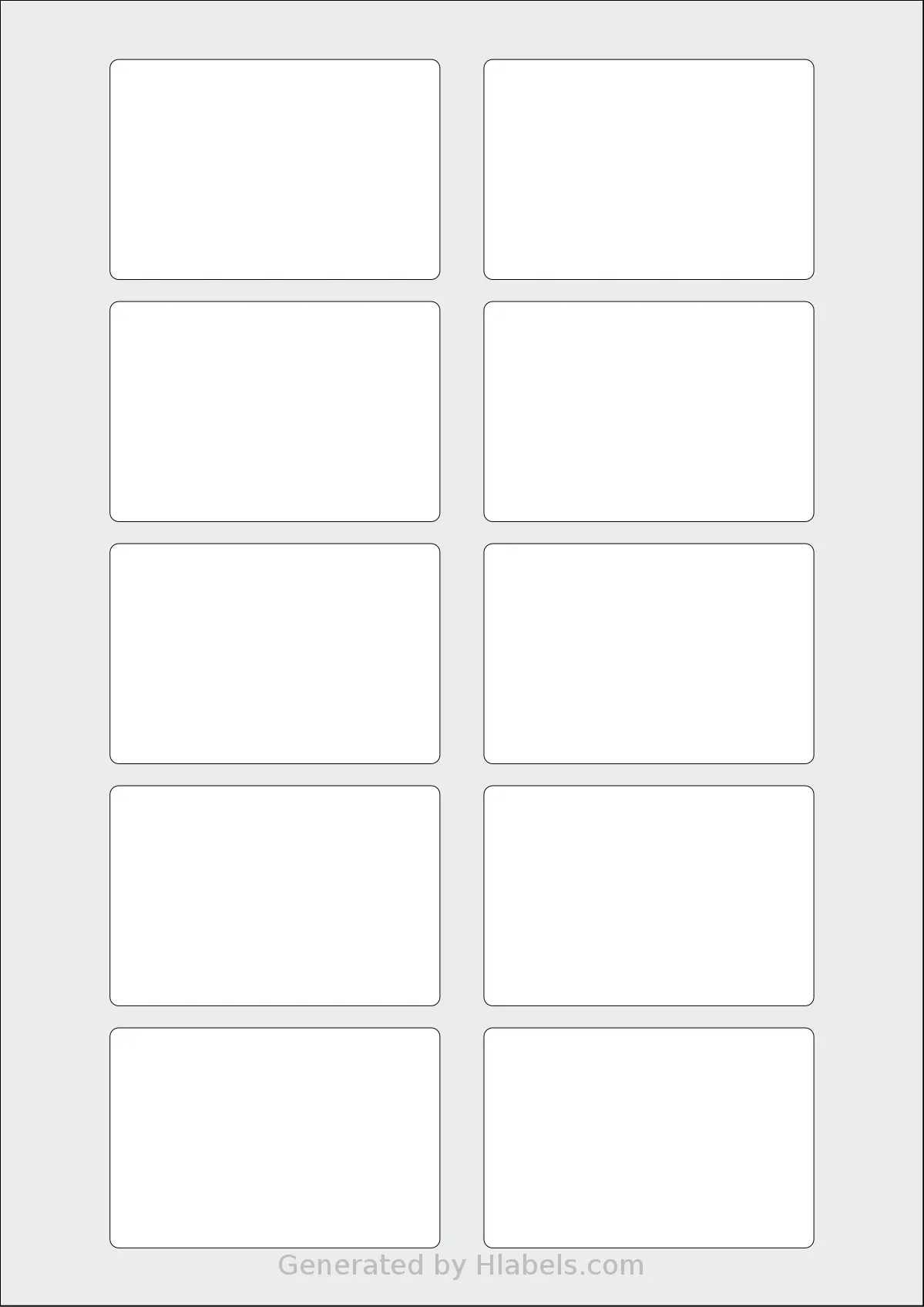 AALabels® AAE010 template with 10 rectangular 75 x 50 millimeter labels per sheet, on A4-size adhesive blank label sheets.