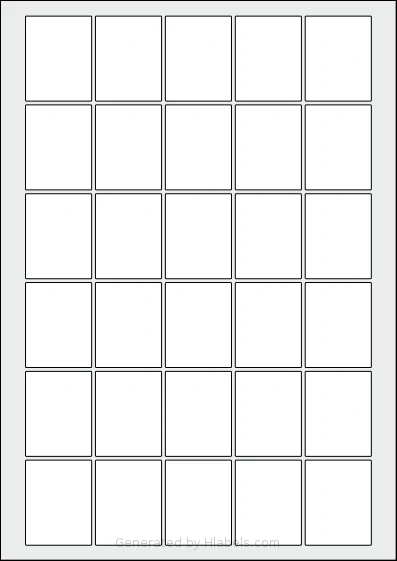 AALabels® AAE030 template with 30 rectangular 35 x 45 millimeter labels per sheet, on A4-size adhesive blank label sheets.