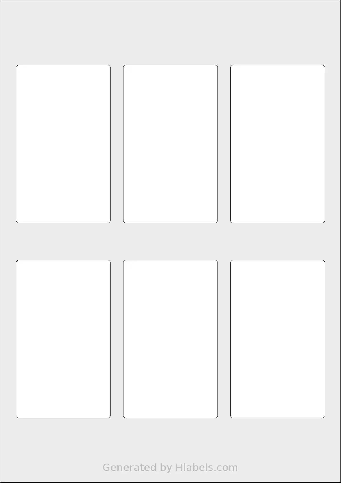 AALabels® AAEG06 template with 6 rectangular 58 x 97 millimeter labels per sheet, on A4-size adhesive blank label sheets.