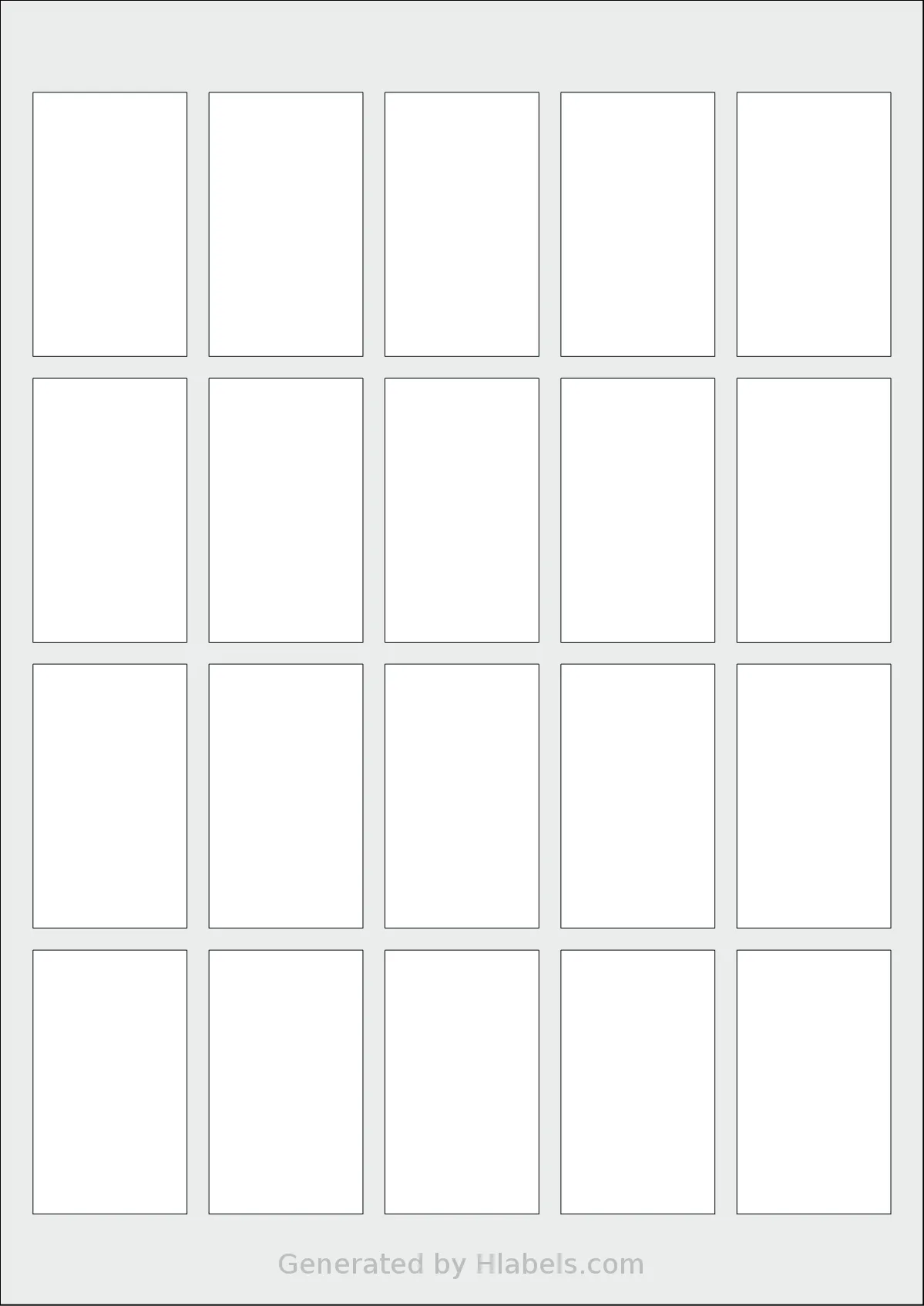 AALabels® AAG020 template with 20 rectangular 35 x 60 millimeter labels per sheet, on A4-size adhesive blank label sheets.