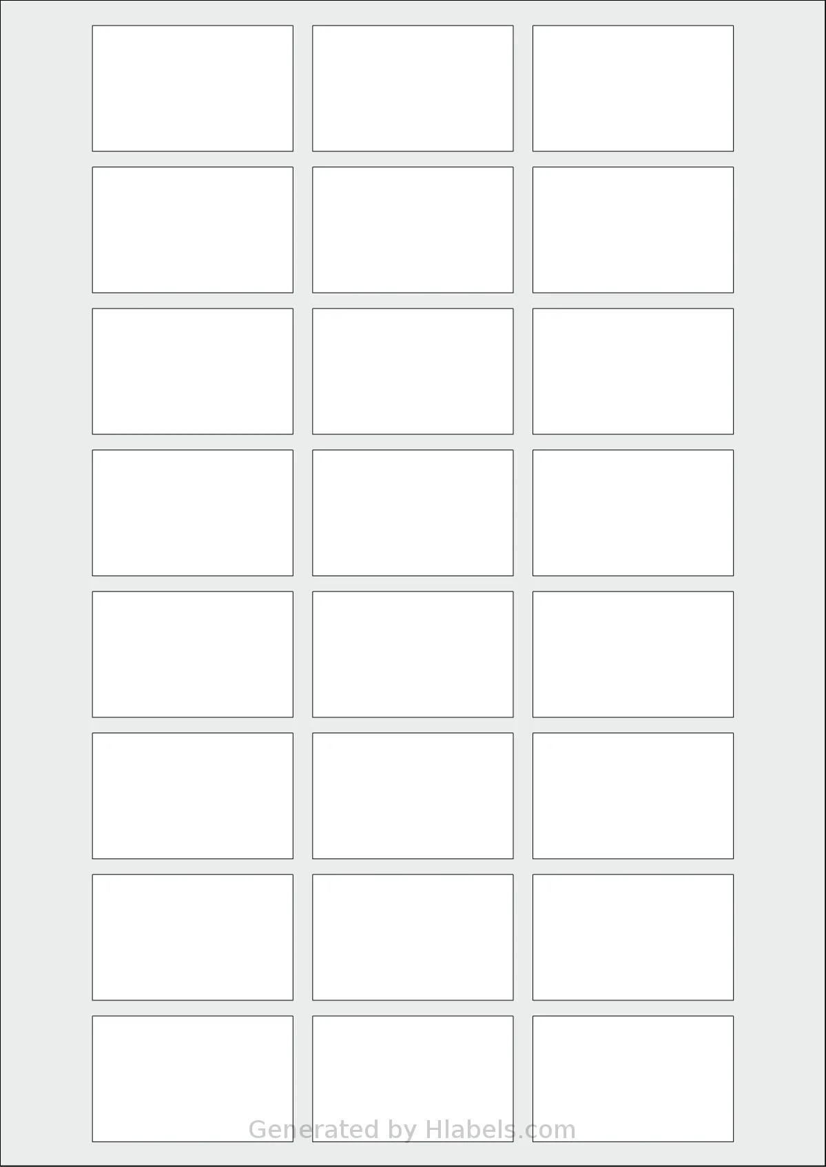 AALabels® AAG024 template with 24 rectangular 51 x 32 millimeter labels per sheet, on A4-size adhesive blank label sheets.