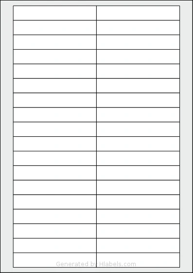 AALabels® AAG036 Template AALabels® AAG036 template with 36 rectangular 90.6 x 15.8 millimeter labels per sheet, on A4-size adhesive blank label sheets.