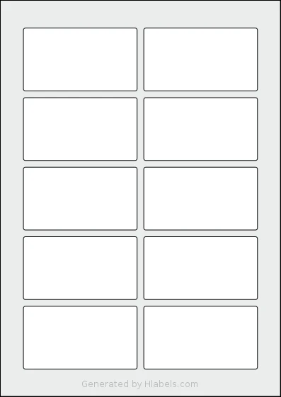 AALabels® AAH010 Template AALabels® AAH010 template with 10 rectangular 85 x 47 millimeter labels per sheet, on A4-size adhesive blank label sheets.