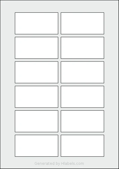 AALabels® AAH012 Template AALabels® AAH012 template with 12 rectangular 76 x 38 millimeter labels per sheet, on A4-size adhesive blank label sheets.